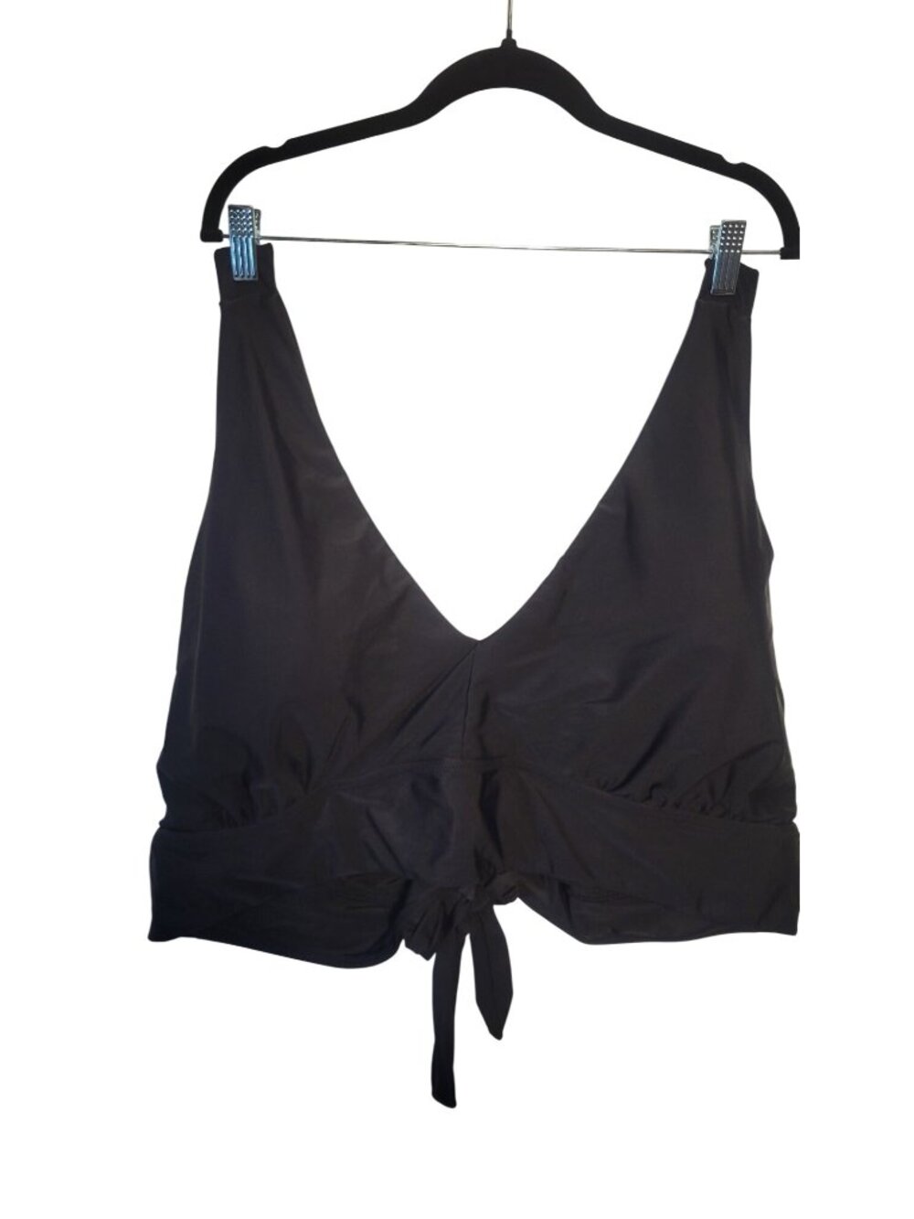 Universal Standard Black V-Neck Tie-Back Crop Swim Bikini Top Size 3XL (6XL)